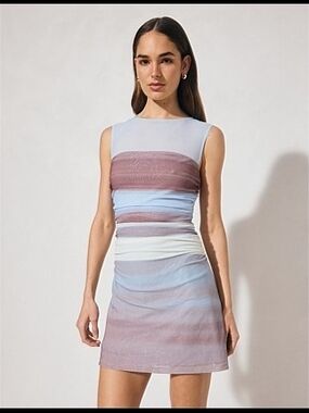 NWT MON RENN Chroma Mini Dress Dusk Stripe Size M